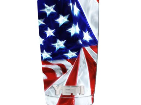 Electric American Flag U.S.A. Yeti 20oz Rambler Tumbler Skin Cheap