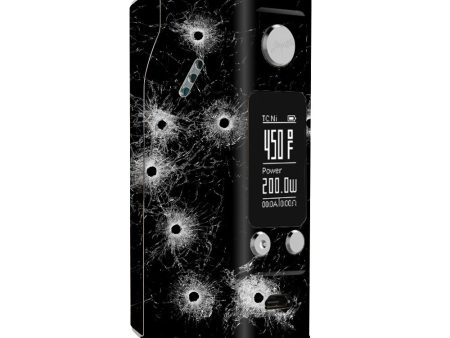 Bullet Holes In Glass Wismec Reuleaux RX200S Skin For Sale