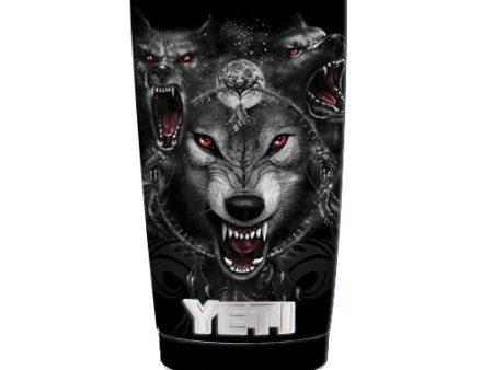 Angry Wolves Pack Howling Yeti 20oz Rambler Tumbler Skin on Sale