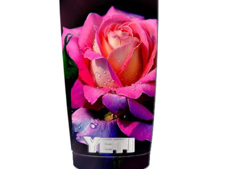 Beautiful Rose Flower Pink Purple Yeti 20oz Rambler Tumbler Skin Hot on Sale