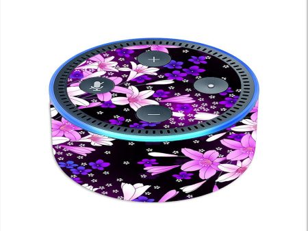 Purple Pink Flowers Lillie Amazon Echo Dot 2nd Gen Skin Online Sale