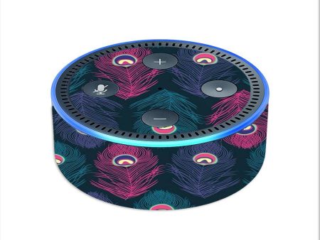 Pink Purple Peacock Feather Amazon Echo Dot 2nd Gen Skin Online Hot Sale