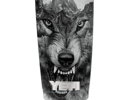 Angry Wolf Growling Mountains Yeti 20oz Rambler Tumbler Skin on Sale