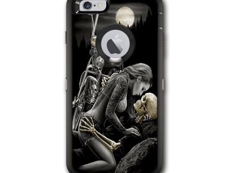 Biker Skeleton Full Moon Tattoo Otterbox Defender iPhone 6 PLUS Skin Cheap