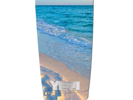 Beach White Sands Blue Water Yeti 20oz Rambler Tumbler Skin Hot on Sale