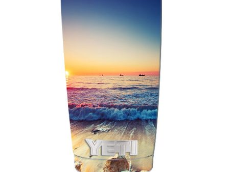 Beach Tide Water Rocks Sunset Yeti 20oz Rambler Tumbler Skin For Sale