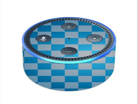 Blue Grey Checkers Amazon Echo Dot 2nd Gen Skin Supply