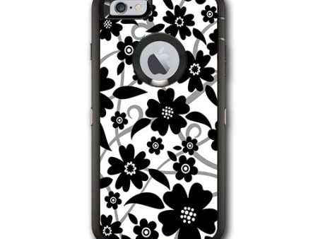 Black White Flower Print Otterbox Defender iPhone 6 PLUS Skin For Sale