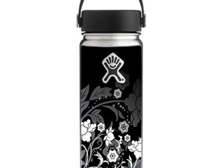 Black Floral Pattern Hydroflask 18oz Wide Mouth Skin For Sale