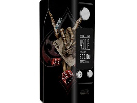 Ace Of Spades Skull Hand Wismec Reuleaux RX200S Skin Hot on Sale