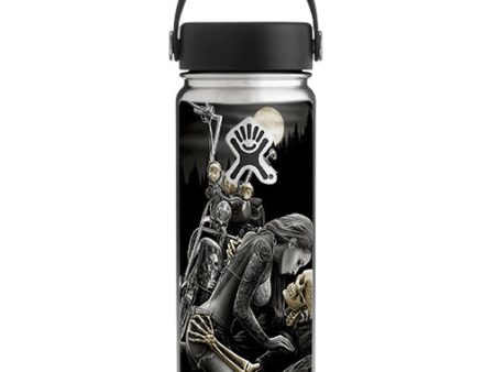 Biker Skeleton Full Moon Tattoo Hydroflask 18oz Wide Mouth Skin Hot on Sale