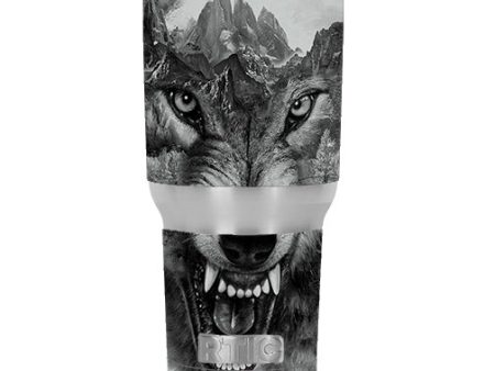 Angry Wolf Growling Mountains RTIC 20oz Tumbler Skin Hot on Sale