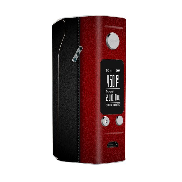 Black And Red Leather Pattern Wismec Reuleaux RX200S Skin Online now